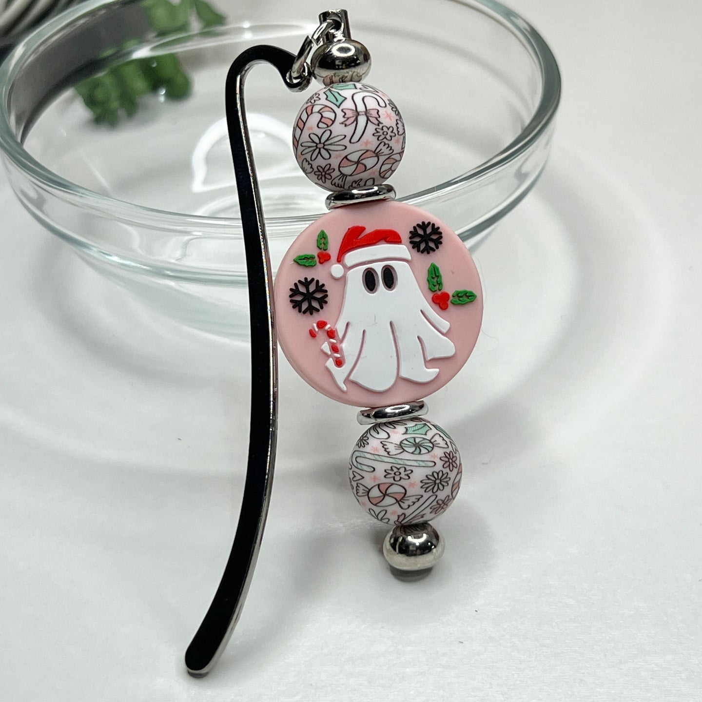 Christmas Ghost Beaded Bookmark